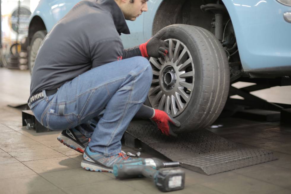 car tire being changed